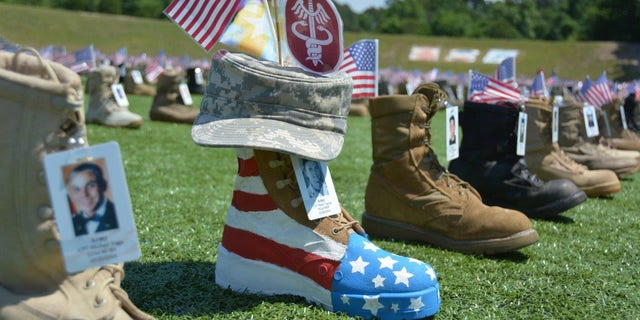 The memorial display of boots on Fort Bragg began in 2014 as a way to commemorate those who have given their all to their nation.