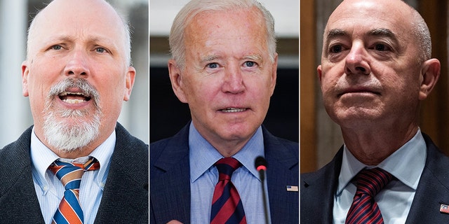 Rep. Chip Roy, R-Texas, President Biden, and Homeland Security Secretary Alejandro Mayorkas