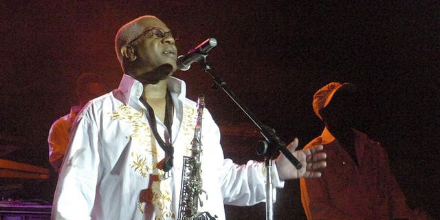 In this August 3, 2008 file photo, Dennis Thomas performs with the band "Kool and the gang" in concert in Bethlehem, Pennsylvania Dennis "Dee T-shirt" Thomas, a founding member of longtime soul-funk group Kool & the Gang, is dead.  Thomas passed away peacefully in his sleep on Saturday August 7, 2021 in New Jersey, where he resided in Montclair.