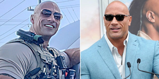 A sheriff's lieutenant (left) has gone viral over his resemblance to movie star Dwayne "The Rock" Johnson.