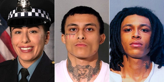 Emonte Morgan, center, 21, is charged with first-degree murder in Saturday's fatal shooting of 29-year-old Chicago police officer Ella French, as well as attempted murder and other charges. His brother, Eric Morgan, was also charged