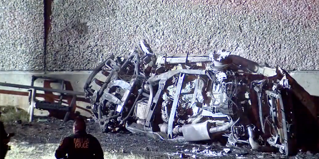 The crash caused one of the vehicles to jump a guardrail and smash into a building.