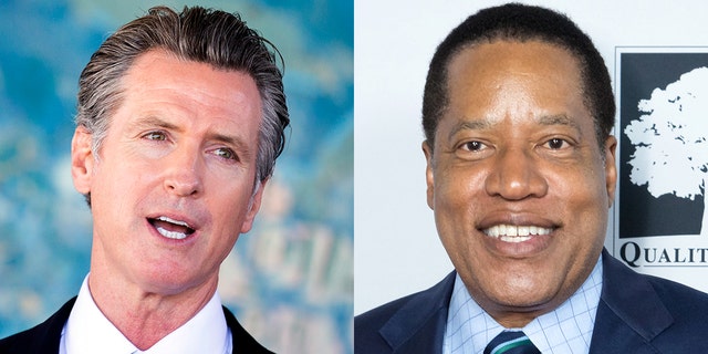 California Democratic Gov. Gavin Newsom and candidate Larry Elder, who is the current Republican frontrunner in the upcoming recall election. 