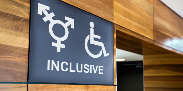 Inclusive Public Restroom Sign. Genderless And Handicapped Toilet