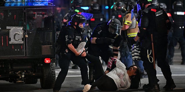 CHARLOTTE, USA - MAY 31:  Following the death of George Floyd in Minneapolis, protest in downtown Charlotte turn violent in NC, United States on May 31, 2020 (Photo by Peter Zay/Anadolu Agency via Getty Images)