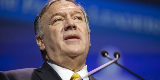 Michael Pompeo, former U.S. secretary of state, speaks during the FAMiLY Leader summit in Des Moines, Iowa, U.S., on Friday, July 16, 2021. Former Vice President Mike Pence is headlining the evangelical group's 10th annual leadership summit. 