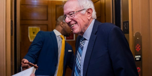 Sen. Bernie Sanders, I-Vt., is seen in the Capitol after the senate conducted a procedural vote on the infrastructure bill on Wednesday, July 21, 2021.