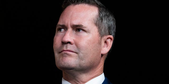 Rep. Michael Waltz, R-Fla., conducts a news conference with House Republicans in the Capitol Visitor Center after a briefing by administration leaders on the U.S. withdrawal from Afghanistan on Aug. 24, 2021.