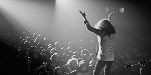 Singer Ronnie James Dio (1942-2010) from American rock group Elf performs live on stage during the band's American tour as support for Deep Purple in November 1974. 