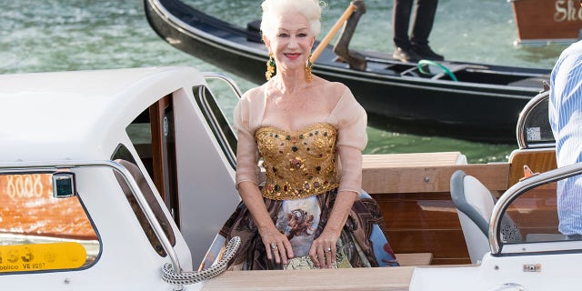 VENICE, ITALY - AUGUST 29: Helen Mirren is seen during the Dolce&Gabbana Alta Moda show on August 29, 2021 in Venice, Italy. ()