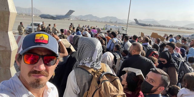 Tim Kennedy assists with Afghanistan evacuations, photo courtesy of Save Our Allies coalition.