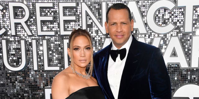Jennifer Lopez and Alex Rodriguez attend the 26th Annual Screen Actors Guild Awards at the Shrine Auditorium Jan. 19, 2020, in Los Angeles.