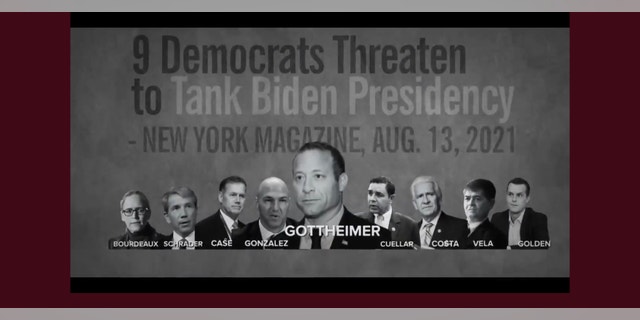 An ad from the progressive PAC Justice Democrats targeting moderate Democrats accidently included GOP Rep. Anthony Gonzalez of Ohio rather than Democrat Rep. Vicente Gonzalez of Texas. (Screenshot/Justice Democrats)