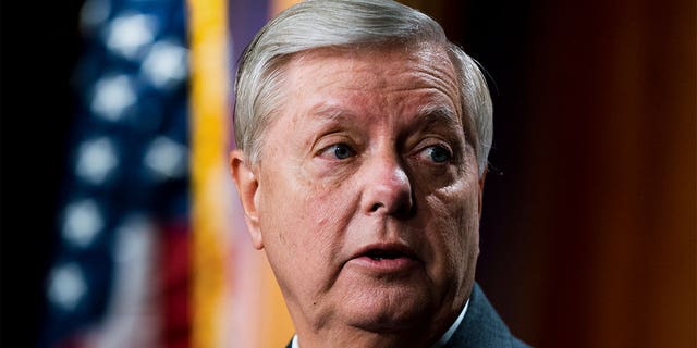 Sen. Lindsey Graham, R-S.C., speaks during a news conference at the Capitol in Washington.
