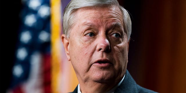 Sen. Lindsey Graham, R-S.C., speaks during a news conference at the Capitol in Washington.