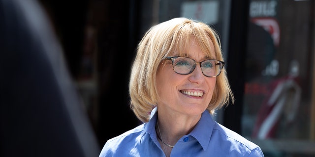 Democratic Sen. Maggie Hassan makes a stop in the northern New Hampshire city of Berlin on April 7, 2021. The former governor and first term senator is running for re-election in 2022.