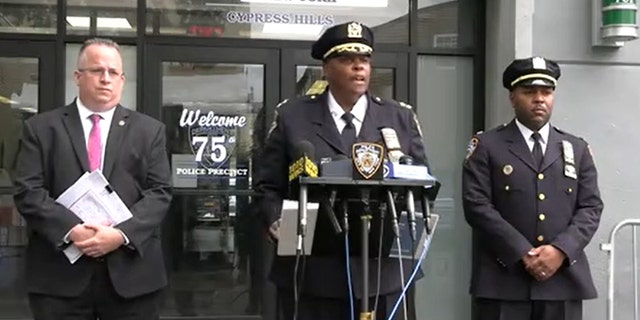 Brooklyn North's Borough Commander, Assistant Chief Judith Harrison, and NYPD Deputy Chief John Chell speak during a press conference Sunday. (NYPD)