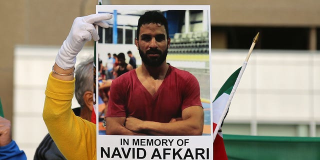 Iranian in Canada demonstrate against the execution of wrestler Navid Afkari by the Iranian regime in Toronto Sept. 15, 2020. The death sentence caused international uproar, yet the regime persisted.