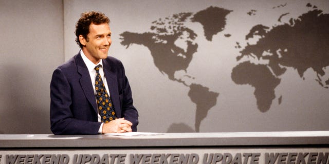 Norm MacDonald during the 'Weekend Update' skit on April 12, 1997. The comedian was reportedly fired from ‘Saturday Night Live’ for making too many jokes about O.J. Simpson.