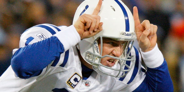 Indianapolis Colts quarterback Peyton Manning calls a play against the Tennessee Titans in the first half of an NFL football game in Nashville, Tenn., in this Monday, Oct. 27, 2008, file photo. Peyton Manning never wanted to leave Indianapolis. But when a neck injury forced him to miss a season and the Colts moved on to Andrew Luck, he couldn’t have landed in a better place than Denver, where he produced a terrific second chapter to his Hall of Fame career. (AP Photo/Bill Waugh, File)