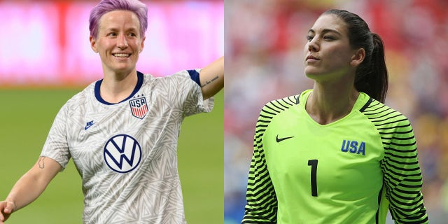 Former teammates Megan Rapinoe and Hope Solo. (Photo by Wilf Thorne/ISI Photos/Getty Images) (Photo by Steve Bardens-FIFA/FIFA via Getty Images)