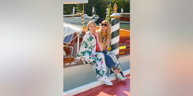 German model Heidi Klum and her daughter Leni arrive at Venice airport for the Dolce & Gabbana event ahead of the 2021 Venice Film Festival.