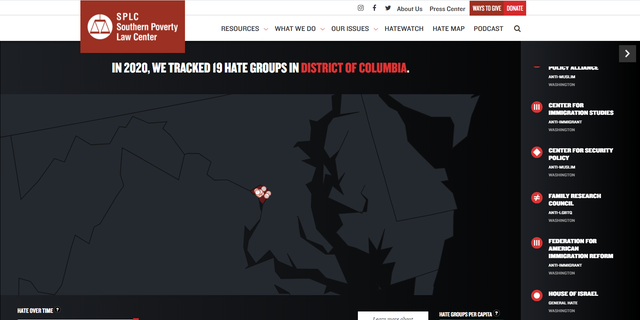 The Southern Poverty Law Center's "hate map" continues to list FRC.