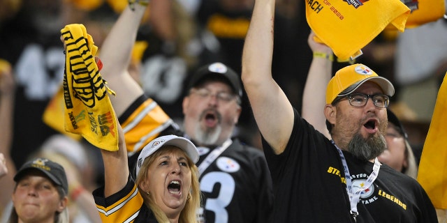 Pittsburgh Steelers fans cheer during the second half of the Pro Football Hall of Fame NFL preseason game against the Dallas Cowboys, Thursday, Aug. 5, 2021, in Canton, Ohio. (Associated Press)