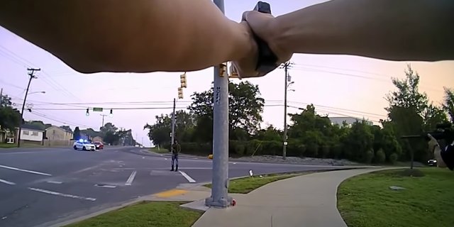 This view from Officer Dylan Ramos's body camera shows the intersection that police tracked King to.