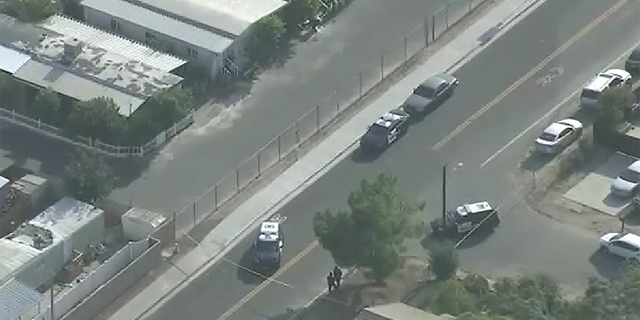 The scene where a Southern California sheriff's deputy was shot Tuesday.