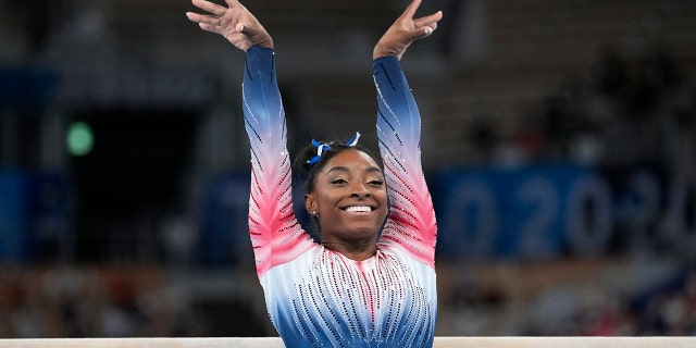 Simone Biles on the balance beam