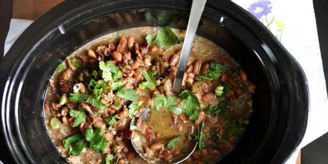 Slow-Cooker-Borracho-Beans-Recipe. (Courtesy of Kate Ramos)