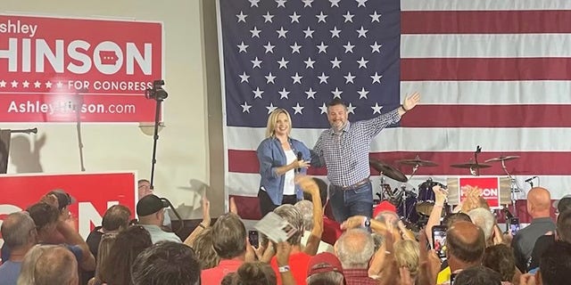 Sen. Ted Cruz of Iowa headlines a fundraising event for GOP Rep. Ashley Hinson of Iowa in Central City, Iowa on August 28, 2021.