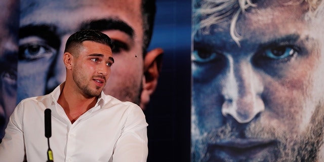 August 3, 2021 -- Tommy Fury during a press conference.