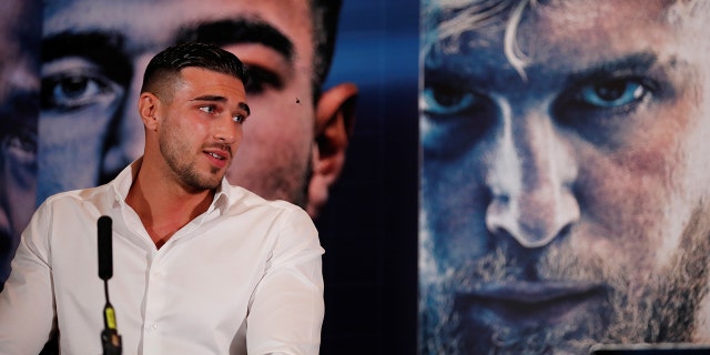 August 3, 2021 -- Tommy Fury during a press conference.