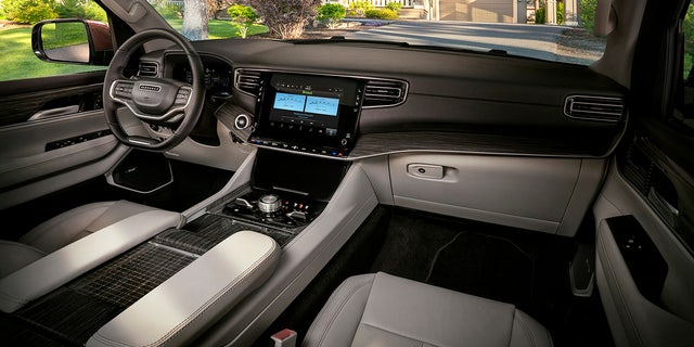 The Wagoneer's interior is slightly less lavish than the Grand Wagoneer's.