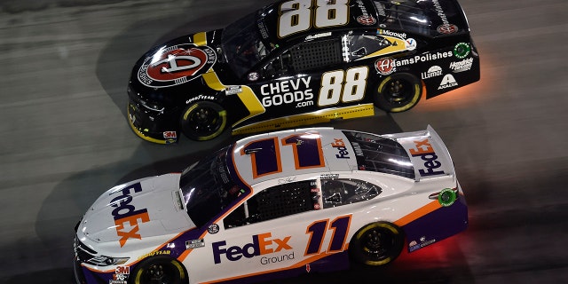 The cars of Denny Hamlin and Alex Bowman featured the rear number placement at the NASCAR Cup Series All-Star Race at Bristol Motor Speedway in 2020.