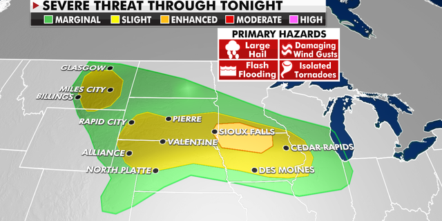 The severe weather threat for Thursday.