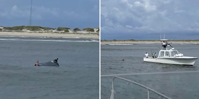 A boat carrying three people capsized in the Oregon Inlet along the Outer Banks on Friday. The good Samaritan vessel Rock Solid helped the U.S. Coast Guard pull the boaters from the water.