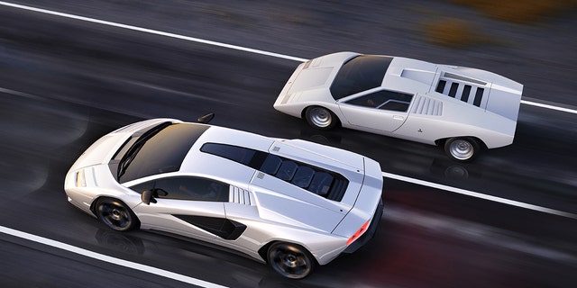 The new Countach (bottom) was inspired by the original (top).