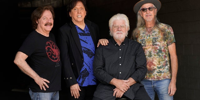 Members of the Doobie Brothers, from left, Tom Johnston, John McFee, Michael McDonald and Pat Simmons pose for a portrait at Show Biz Studios in Los Angeles on Tuesday, Aug. 17, 2021. The band has a tour and album out this fall.