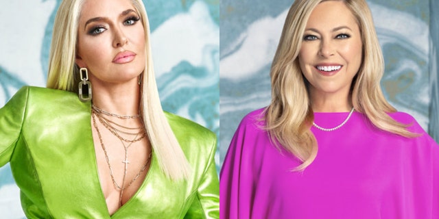 Erika Jayne, left, is accused of making an even greater threat than the one 'Real Housewives of Beverly Hills' fans heard during the show, so says Sutton Stracke.
