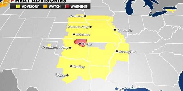 Heat advisories currently in effect.