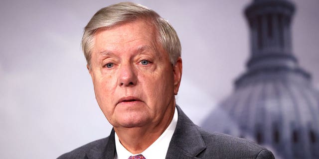Sen. Lindsey Graham, R-S.C., speaks on southern border security and illegal immigration during a news conference at the Capitol in Washington, D.C., on July 30, 2021.