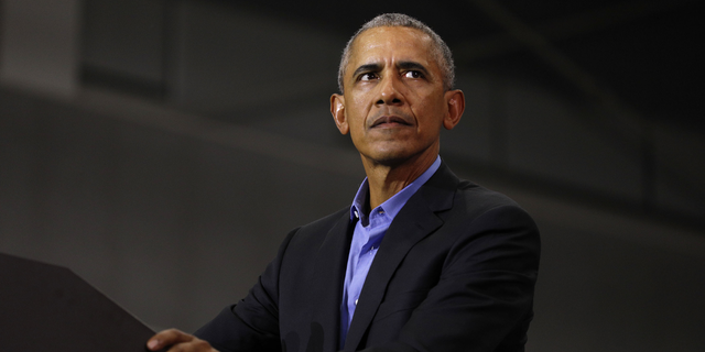 Former President Barack Obama speaks at a rally to support Michigan Democratic candidates in Detroit on Oct. 26, 2018. 