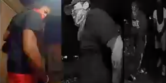 The Phoenix Police Department is searching for these three suspects who they say were caught on a home security camera kicking down's a man's front door before being chased off by gunfire.