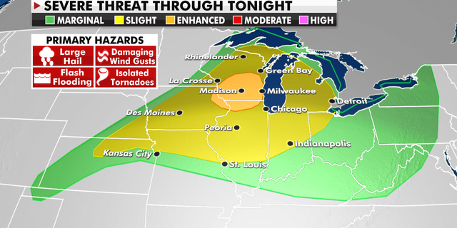 The severe weather threat for Tuesday.