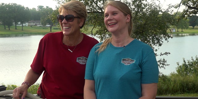 Tana Guetzko (left), who owns Lakeview Living and Big G's Campground in nearby Delhi, said one guest booked her campsite two years ago for the "Field of Dreams" game.