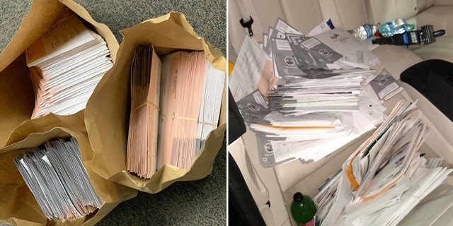 Police said more than 300 recall ballots were discovered among thousands of pieces of mail inside the criminal's vehicle.