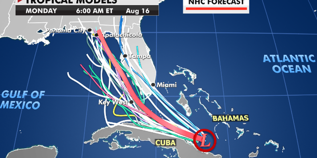 Current forecast models for Tropical Depression Fred. (Fox News)